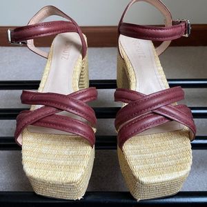 SCHUTZ Women Keefa Raffia Block Heel Sandals - NEW NWOB